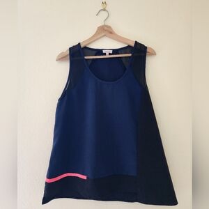 Pixley Navy Blue Sleeveless Top with Pink Accent